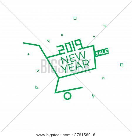 2019 New Year Sale Background Vector Illustration, Online Market Sale Banner, Card, Offer, Wish Post