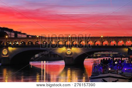 The Bercy Bridge At Sunset, Paris, France