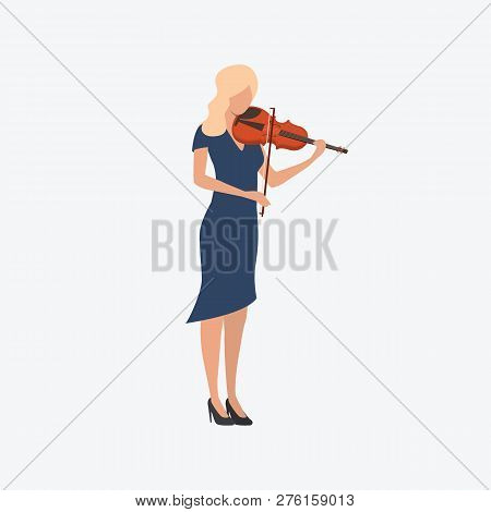 Woman Playing Violin. Fiddle, Melody, Fiddlestick. Can Be Used For Topics Like Classical Music, Perf