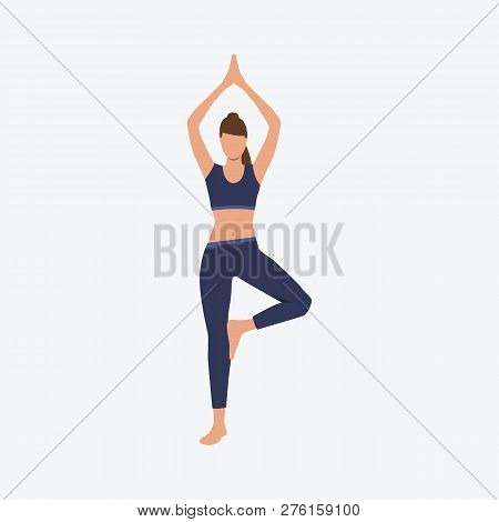 Woman Standing In Yoga Position. Exercise, Asana, Balance. Can Be Used For Topics Like Sport, Health