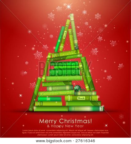 « Collection histoires de Noël ». Arbre de Noël issus de livres. Illustration vectorielle.