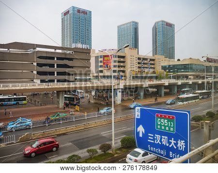 Changsha/china - 13 October 2018: Changsha West Bus Station In Foggy Day.changsha City China Travel