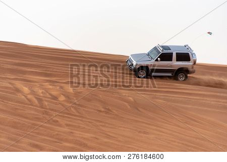 Big Red And Pink Rock, Sharjah, United Arab Emirates, December 28, 2018, Off-roading Is One Of The M