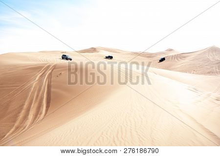 Big Red And Pink Rock, Sharjah, United Arab Emirates, December 28, 2018, Off-roading Is One Of The M