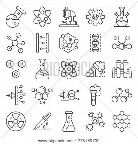 Chemistry Lab Icon Set. Outline Set Of Chemistry Lab Icons For Web Design Isolated On White Backgrou