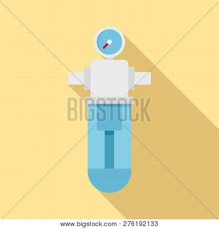 Monometer Water Filter Icon. Flat Illustration Of Monometer Water Filter Icon For Web Design