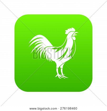 Gallic Rooster Icon Digital Green For Any Design Isolated On White Illustration