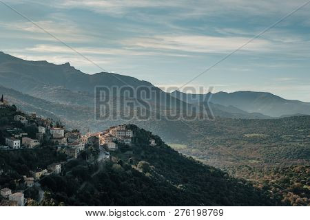 Ancient Mountain Village Of Belgodere In Corsica