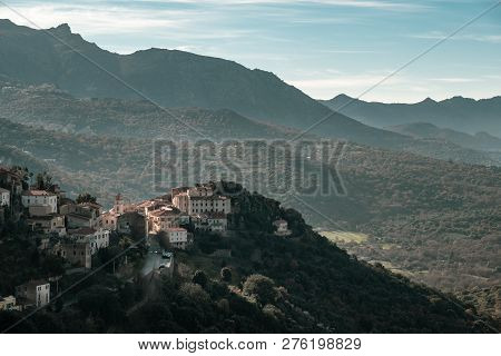 Ancient Mountain Village Of Belgodere In Corsica
