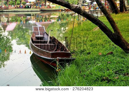 The Boat Is A Thai People Vehicle. From Ancient Times Up Until Now