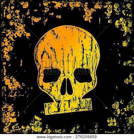 Simple Colored Skull On Black Background, Censured
