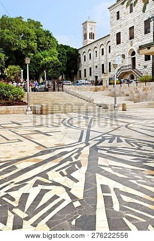 Nazareth, Israel - September 21, 2017: Terra Sancta School, Joseph Church And Paving In Nazareth, Is