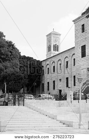 Nazareth, Israel - September 21, 2017: Terra Sancta School And Joseph Church In Nazareth, Israel