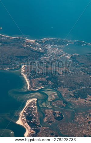 Aerial Of Atlantic Coastline Near New York, Usa