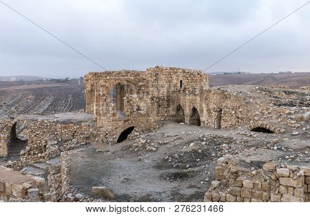 Al Jaya, Jordan, December 06, 2018 : The Remains Of The Medieval Fortress Ash Shubak, Standing On A 