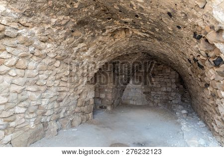 Al Jaya, Jordan, December 06, 2018 : Covered Passage Between Rooms In The Courtyard Of The Medieval 
