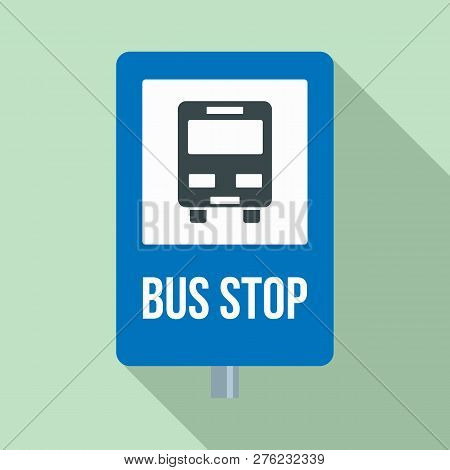City Bus Stop Sign Icon. Flat Illustration Of City Bus Stop Sign Vector Icon For Web Design