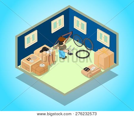 Stockroom Concept Banner. Isometric Banner Of Stockroom Vector Concept For Web, Giftcard And Postcar