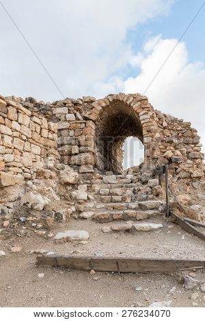 Al Jaya, Jordan, December 06, 2018 : Fragment Of The Courtyard Of The Medieval Fortress Ash Shubak, 