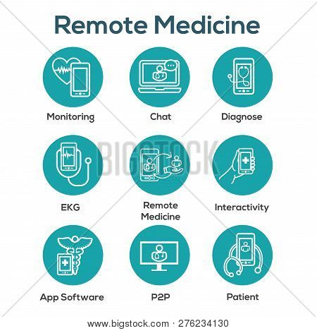 Telemedicine Abstract Idea - Icons Illustrating Remote Health And Software