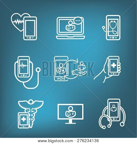 Telemedicine Abstract Idea - Icons Illustrating Remote Health And Software