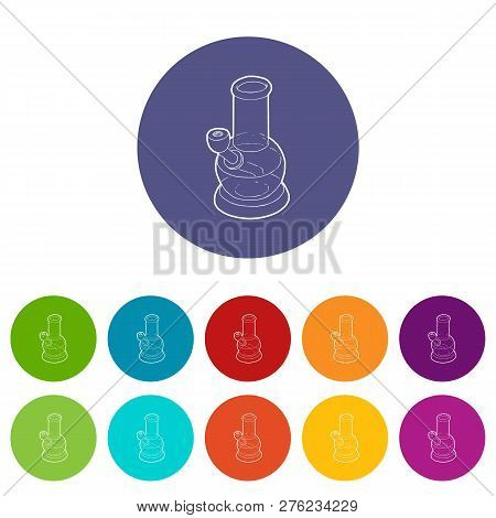 Bong For Smoking Icons Color Set Vector For Any Web Design On White Background