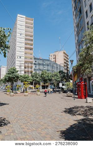 Londrina - Pr, Brazil - December 12, 2018: Parana Avenue, The Main Downtown Street With Shops, Comme