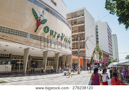 Londrina - Pr, Brazil - December 12, 2018: Cinema And Theater Called Cine Teatro Universitario Ouro 