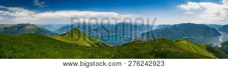 Panoramic View Of Lake Como As Viewed From  Monte Tremezzo, Lombardy, Italy