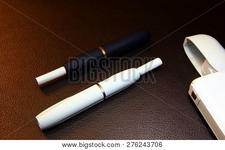Electronic Smoke Device Leather Background Nobody Studio