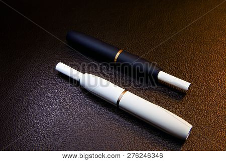 Electronic Smoke Device Leather Background Nobody Studio