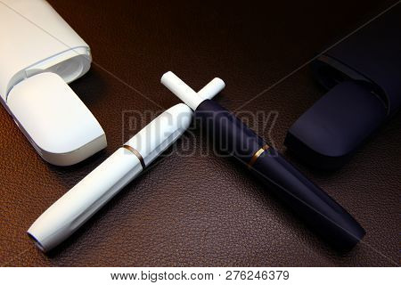 Electronic Smoke Device Leather Background Nobody Studio