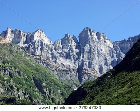 View To The Hinter Selbsanft Peak In Mountain Mass Glarus Alps - Canton Of Glarus, Switzerland
