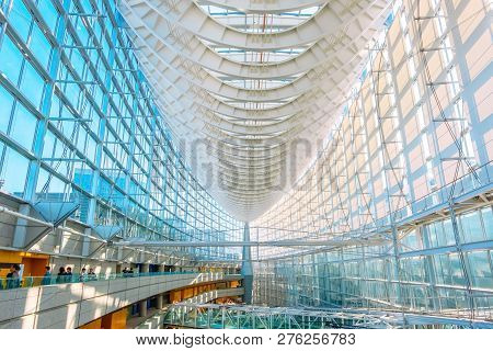 Tokyo, Japan - April 28 2018: Tokyo International Forum Is A Multi-purpose Exhibition Center, Design
