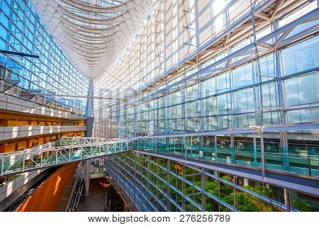 Tokyo, Japan - April 28 2018: Tokyo International Forum Is A Multi-purpose Exhibition Center, Design
