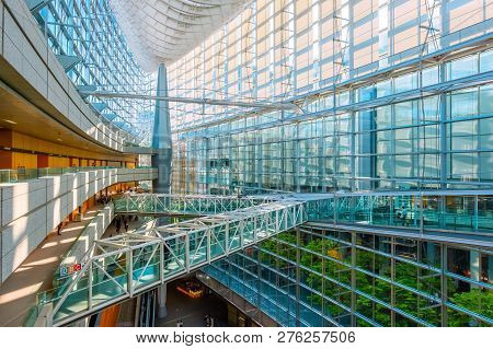 Tokyo, Japan - April 28 2018: Tokyo International Forum Is A Multi-purpose Exhibition Center, Design