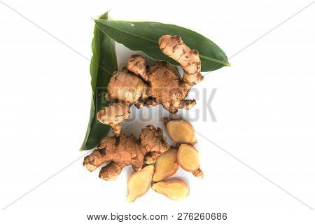 Fresh Ginger Cut Haff Isolated On White Background