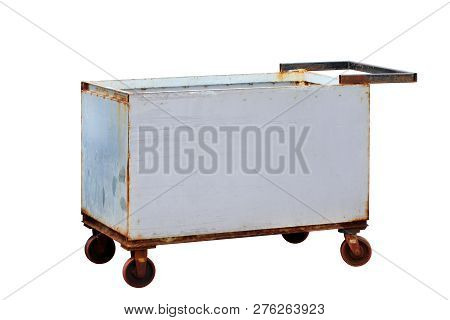 Steel Cart, Pick Up Your Goods Old, Trolley Square Shaped Steel Trolley, Trailer Trash And Clear, Pu