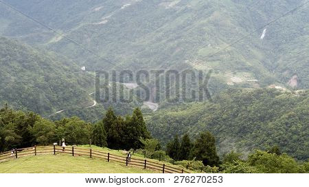 Located In A Mountainous Region, Cingjing Is A Popular Tourist Destination In Taiwan. Rolling Hills,
