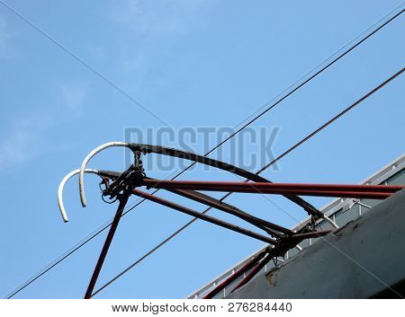 Tramway On Street  At Dry Sunny Summer Day