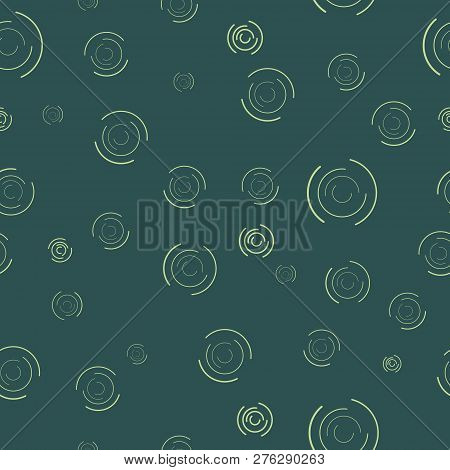 Seamless Pattern, Abstract Vortex On Dark Green Background, Vector Illustration