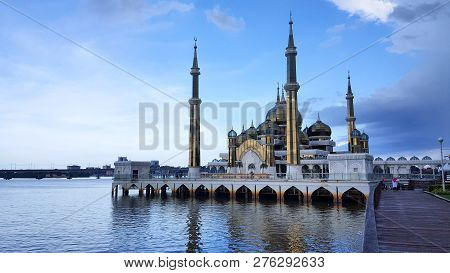 Terengganu - Malaysia/ September 2016: The Crystal Mosque, Famouse Land Mark Of The West Coast In Ma