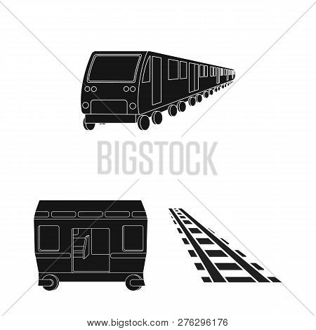 Isolated Object Of Railroad And Train Icon. Set Of Railroad And Way Vector Icon For Stock.