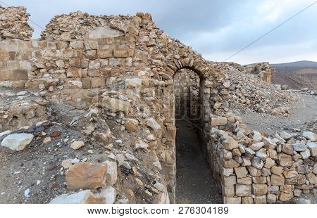 Al Jaya, Jordan, December 06, 2018 : The Remains Of The Medieval Fortress Ash Shubak, Standing On A 