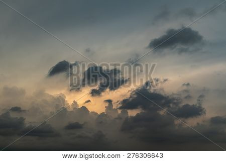Evening Dark Cloud Formation In The Sky Background