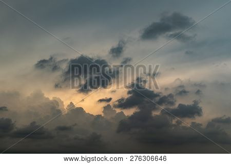 Evening Dark Cloud Formation In The Sky Background