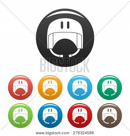 Canoe Helmet Icons Set 9 Color Isolated On White For Any Design