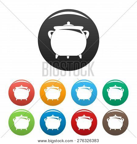 Cauldron Icons Set 9 Color Isolated On White For Any Design