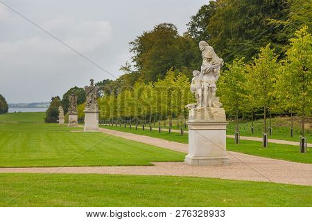 Fredensborg, Denmark- 30 August 2014: Sculptures In Palace Gardens. The Largest Historical Gardens I