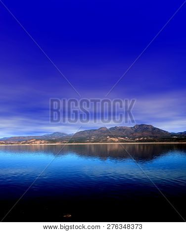 Mountain And Reflections Of Mountain In Roosevelt Lake Central Arizona